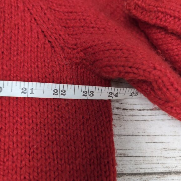 Red Nordic Fair Isle Christmas Wool Sweater Handmade - Picture 4 of 7
